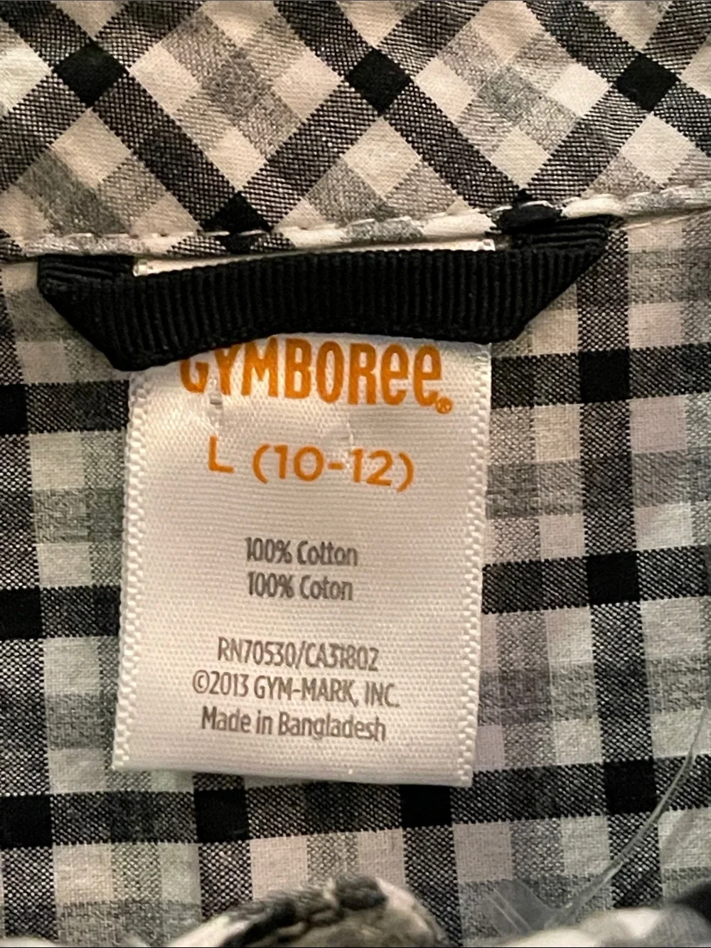 Gymboree Classic Boys Black Gray & White Checked Button-Down Shirt SZ L